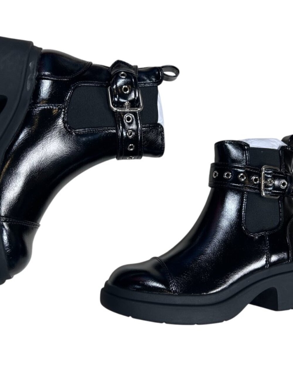 Steve Madden Kids Kiki Size 1 Black Patent Leather Boot Streetwear